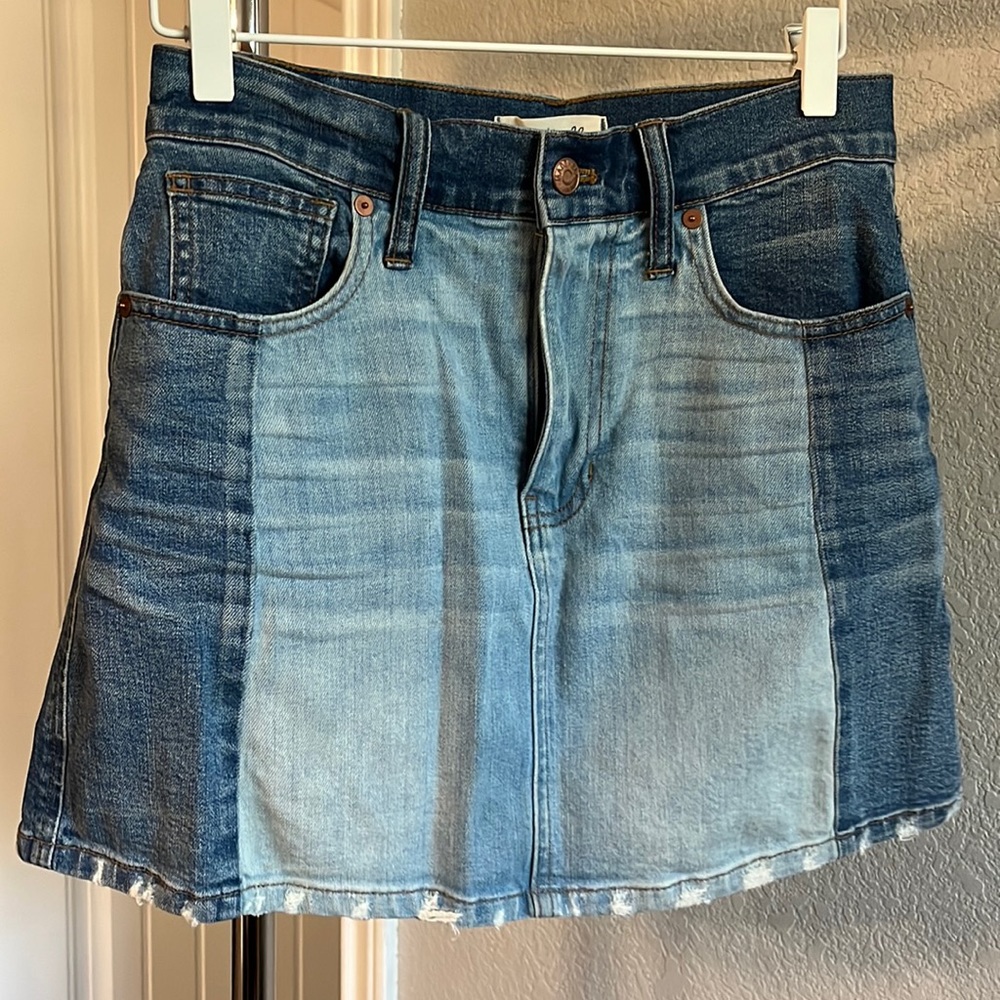 Madewell Two Tone Denim Mini Skirt